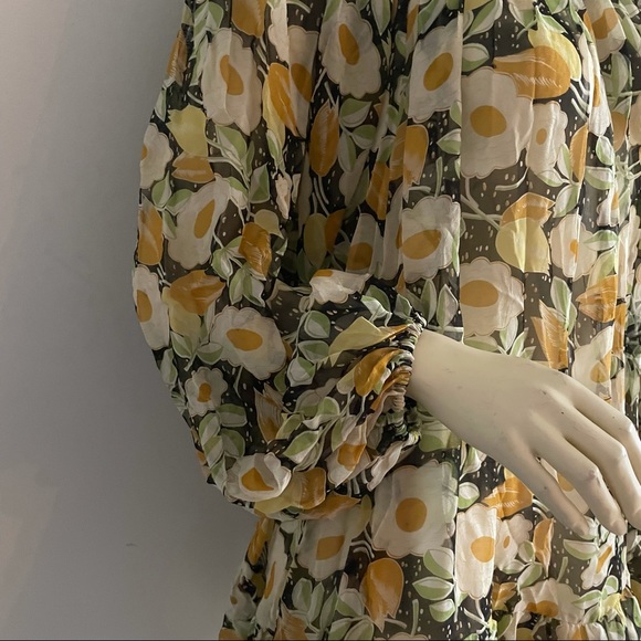 Floral Kate moss x top shop flowy bohemian style peasant long sleeve dress - Picture 8 of 13